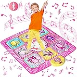 D DRONRCBRO Tanzmatte Spielzeug für Mädchen, Musik-Tanz-Spielmatte mit Bluetooth-Funktion, 6 Spielmodi, Tanzspiel Weihnachten Geburtstags Geschenke für 3 4 5 6 7 8 9+ Kinder