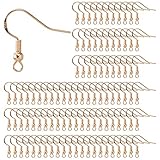 Ohrring Haken 925 Sterling Silber Ohrhaken mit Kugel Spule für DIY Ohrhänger Schmuckherstellung Ohring Zubehör 100 Stück KC Vergoldetes Gold