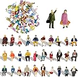 HhBdy Kleine Figuren Menschen 60-Teiliges Set Miniaturfiguren Menschen Farbe Modelleisenbahn Figuren Verschiedene Posen Miniatur für Modelleisenbahnen Spielfiguren im Maßstab 1:87