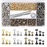 EuTengHao 484-piece leather rivets double cap rivet tube metal rivets 3 sizes with punching pliers and 3-part setting tool for the repair of leather craft repairs 4 colors