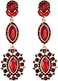 TOFBS Ohrringe für Damen Funkelnde Wassertropfen Zirkonia Art Vintage Stil Lange Ohrhänger Party und Abschlussball Accessoire Hochzeiten Geschenke（Rot）