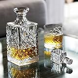 Newport Whisky oder Cognac Karaffe JFK aus Kristall, mundgeblasen & handgeschliffen, Kristallkaraffe mit Deckel für 750ml