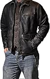SHOP OF JACKETS LIMITED Herren-Lederjacke aus echtem Leder, Lammfell, Vintage-Stil, Schwarz, Distress Black, XL