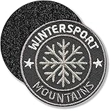 Klettpatch - Wintersport 55 mm gestickt silber metallic/Berge Mountains Ski Winter Sport/Patches Abzeichen zum Kletten aufnähen aufkleben auf Kleidung Rucksack/Club of Heroes (Grau-Silber)