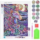 TECHEEL Diamant Painting Pferde Kinder 5D Diamond Painting Kinder Pferde Teenager Mädchen 30x40cm 5D DIY Diamantmaler-Set,Pferdes Diamond Painting Geschenke für 8 9 10 11 12 Jährige Mädchen Teenager