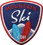 2 x Ski Aufnäher 62 mm gestickt/Skifahren Skitour Schneeflocke Wintersport Berge/Patches zum Aufnähen Aufbügeln auf Jacke Kleidung/Patch Abzeichen Aufbügler Bügelflicken Applikation (Ski Blau)