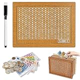 Spardose, Spardose Holz, Wiederverwendbare Spardose, Sparbox mit Zahlen ankreuzen, Retro Sparbüchse Aufbewahrungsbox Hilft Kindern und Erwachsenen Die Gewohnheit Zum Sparen (5000€)