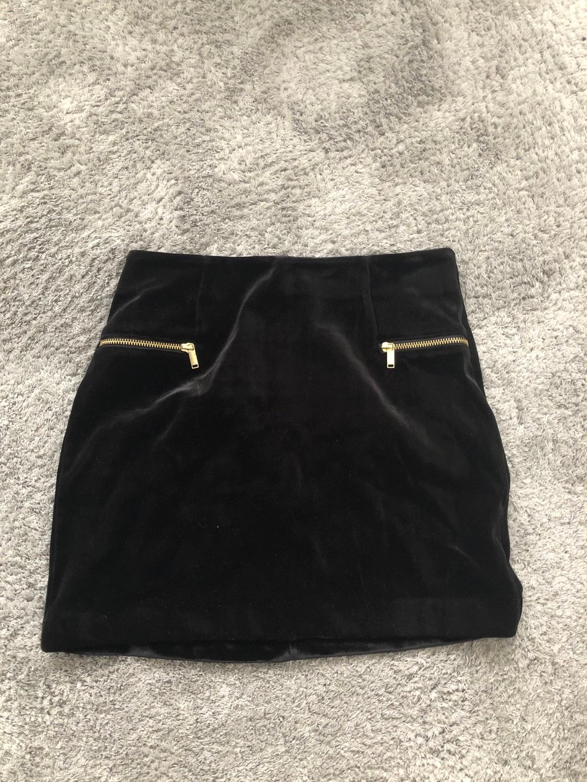 H&M Samtrock Rock Damen schwarz S #1