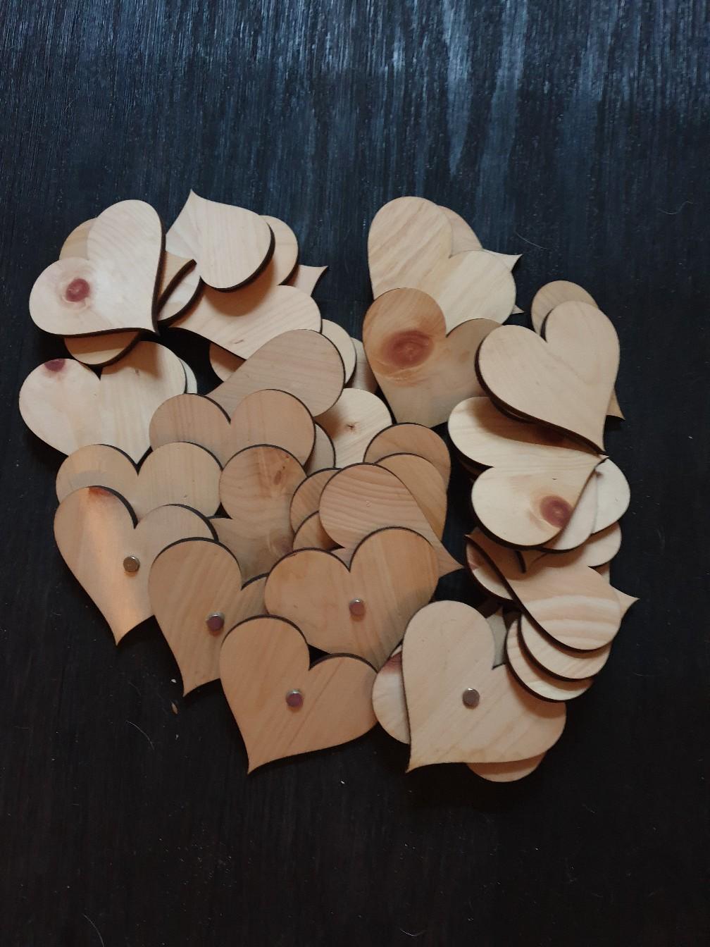 36 Zirben Holz Herzen mit Magnet, natur #1